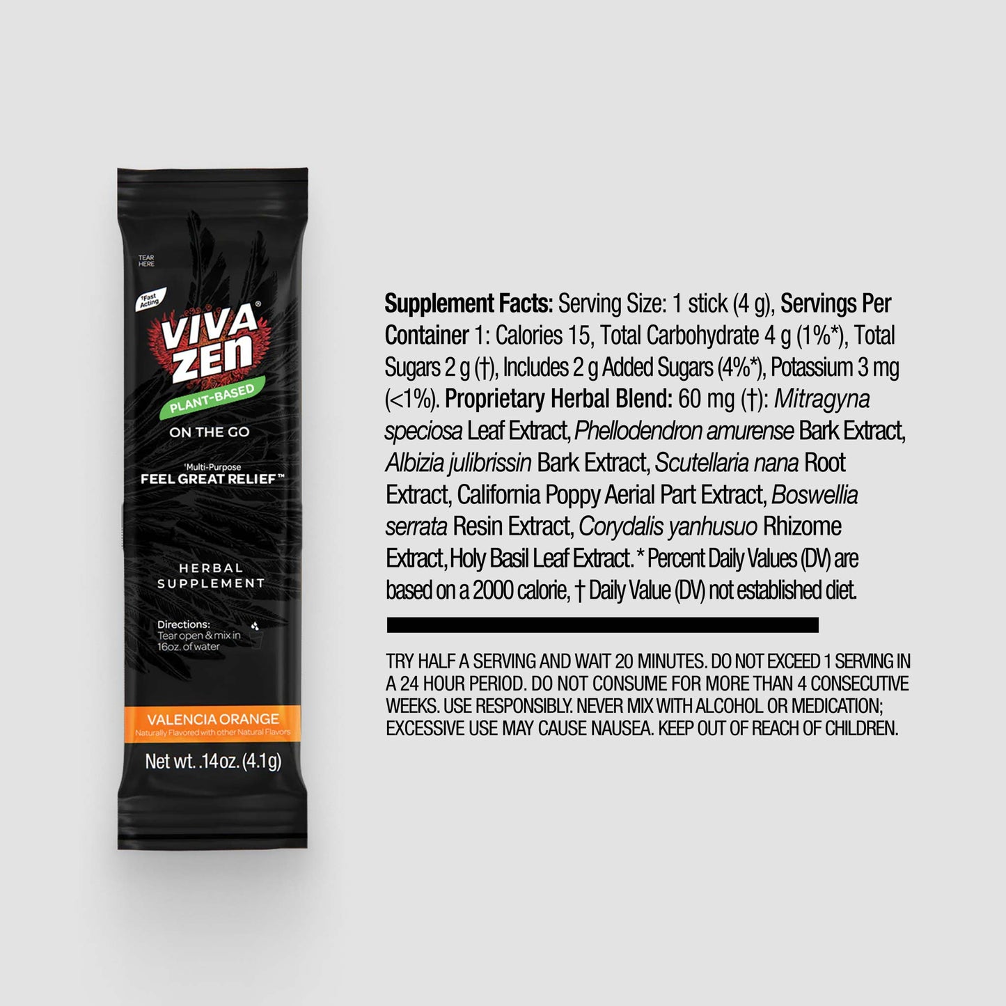 VIVAZEN Stick Pack - Valencia Orange (20mg) - 12 Count Box